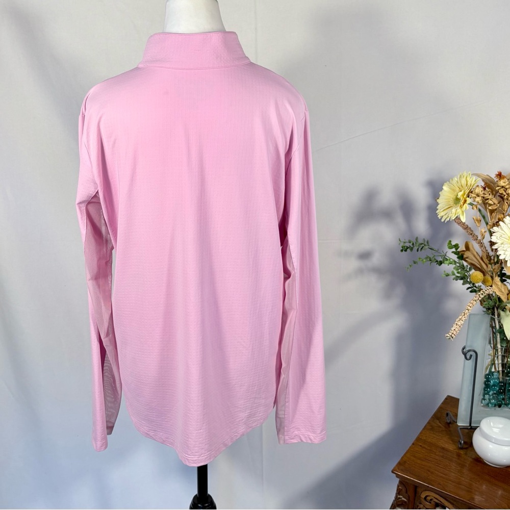 IBKUL Textured Solid UPF50+ 1/4 Zip Long Mesh Sleeve Sun Shirt in Soft Pink~XL💛 - Picture 6 of 9